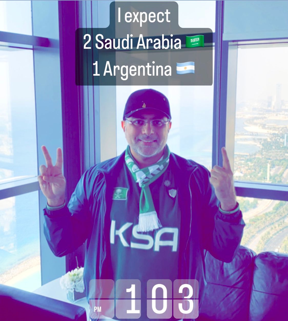 عاطف سندي توقع فوز المنتخب السعودي على منتخب الأرجنتين بنتيجة “٢-١”  على وسائل التواصل الإجتماعي