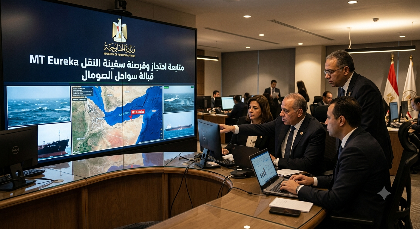 وزارة الخارجية تتابع احتجاز سفينة النقل MT Eureka وقرصنتها قبالة سواحل الصومال