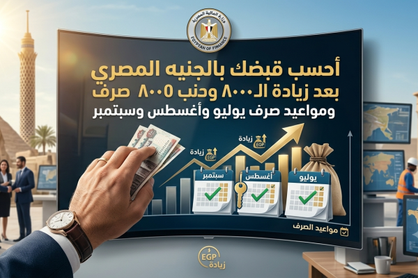 بالجنيه.. احسب قبضك بعد زيادة الـ 8 آلاف ومواعيد صرف مرتبات يوليو وأغسطس وسبتمبر