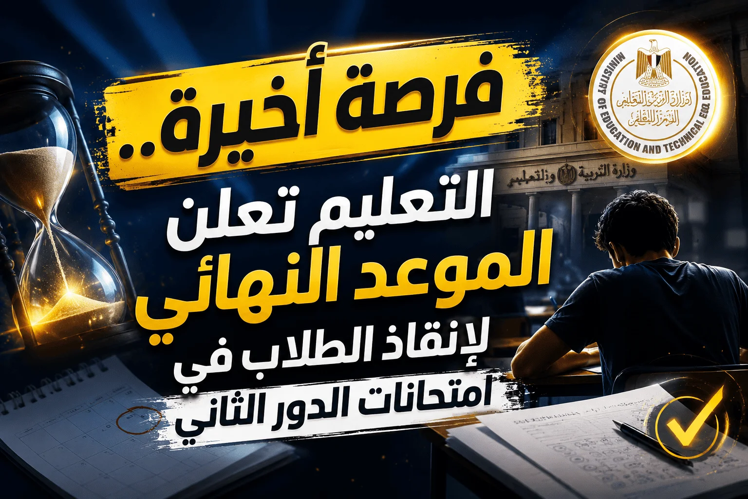 فرصة أخيرة.. التعليم تعلن الموعد النهائي لإنقاذ الطلاب في امتحانات الدور الثاني