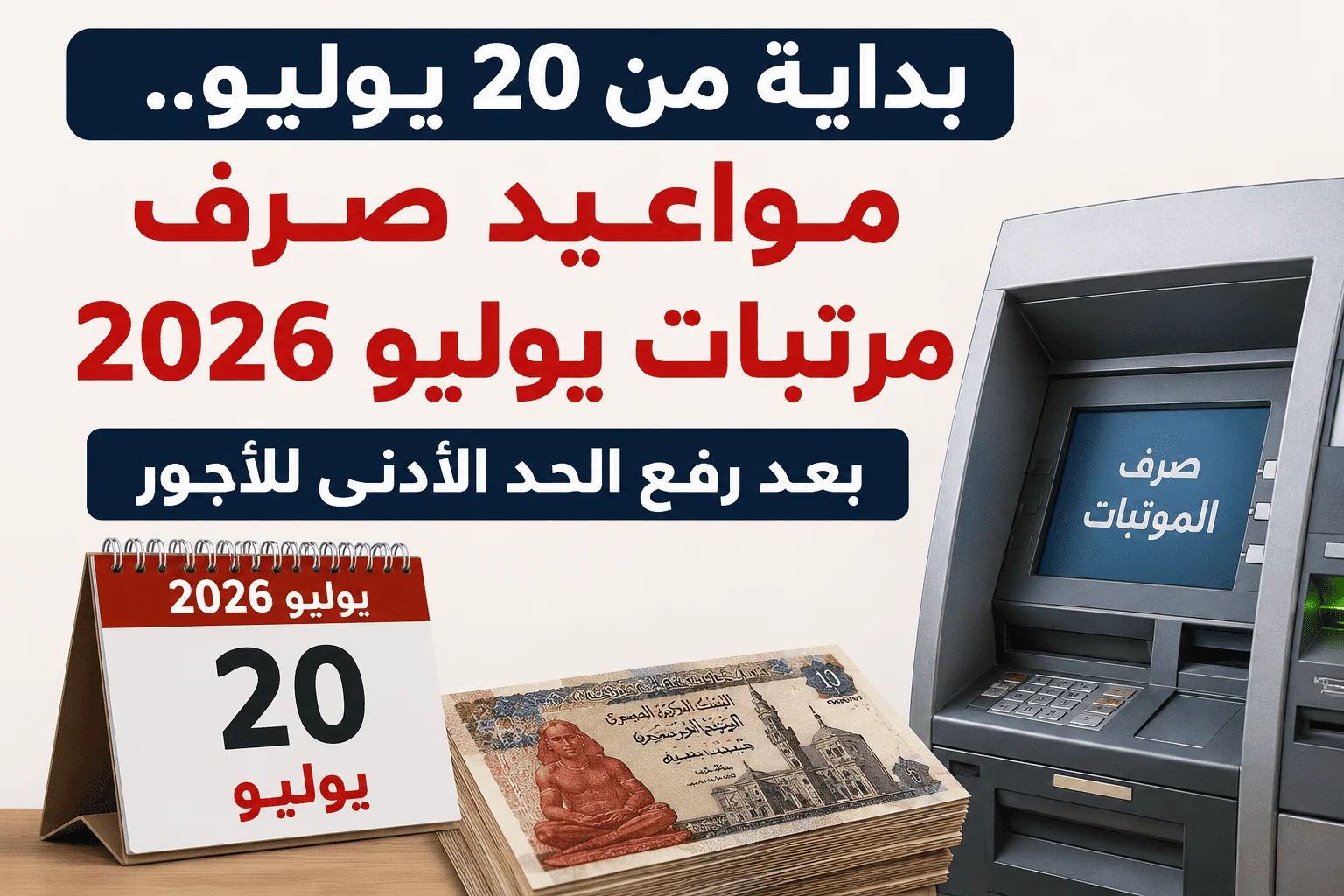 بداية من 20 يوليو.. مواعيد صرف مرتبات يوليو 2026 بعد رفع الحد الأدنى للأجور