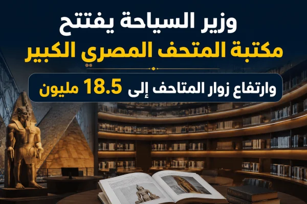 وزير السياحة يفتتح مكتبة المتحف المصري الكبير.. وارتفاع زوار المتاحف إلى 18.5 مليون